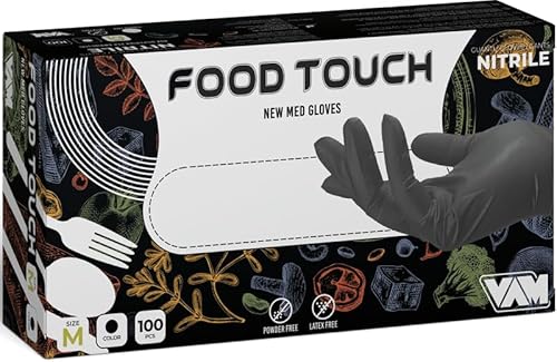 VAM FOOD TOUCH Nitrilhandschuhe, 4 Gramm, ideal für Lebensmittel, Ho.Re.Ca, Ästhetik und Tätowierer, hervorragende Qualität (100, L) von VAM
