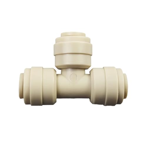 10 Stück Rohraußendurchmesser 1/4 Zoll T-Stück Typ Kunststoff 3-Loch-Rohr RO-Anschluss mit Push-to-Connect-Nebeldüse T-Form Schnellverschraubungen(10 pcs beige) von VAMOARPOL