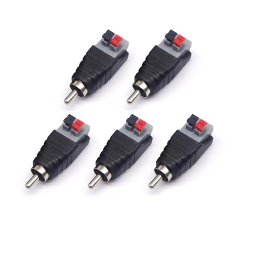 5 stücke männlich/weiblich push-clamp typ lötfreie RCA lotus kopf push-to-connect AV lotus frühling universal terminal(5pcs RCA-male) von VAMOARPOL