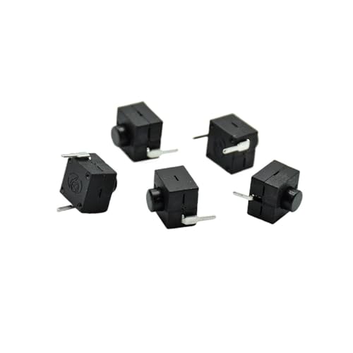 5 stücke rot/schwarz Kleine micro selbsthemmend schalter 8 * 8 * 8,4 wit 2 füße mit schloss licht touch schalter taste schalter L068-A DC30V1A(5 black) von VAMOARPOL