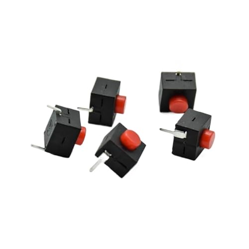 5 stücke rot/schwarz Kleine micro selbsthemmend schalter 8 * 8 * 8,4 wit 2 füße mit schloss licht touch schalter taste schalter L068-A DC30V1A(5 red) von VAMOARPOL