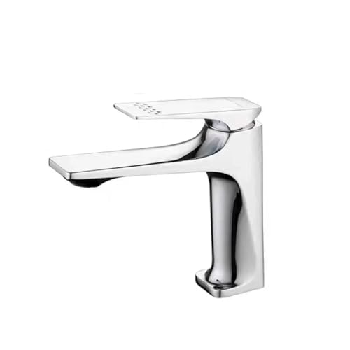 Moderner Waschbeckenhahn mit Messingkern, grauer Mischbatterie for heißes und kaltes Wasser, Einhebel-Aufsatzwaschbecken, geeignet for Badezimmer(Silvery,G3/8) von VAMOARPOL
