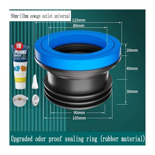 VAMOARPOL Toilettenflansch-Dichtungsring, geruchsdichte, verdickte Unterlegscheibe, erweitertes universelles Anti-Leck-Toiletten-Komplettset(Six Generation 04) von VAMOARPOL