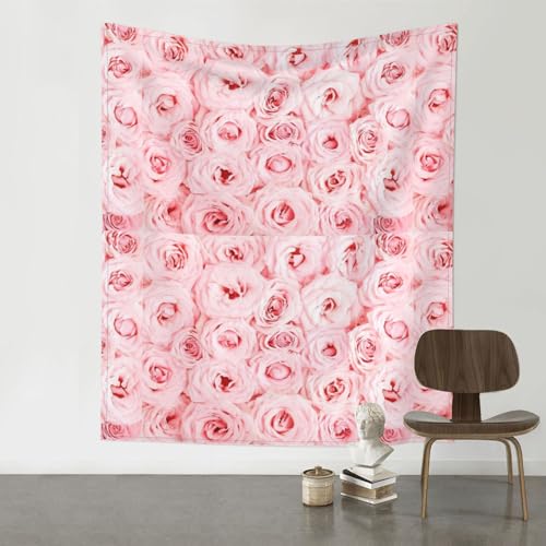 VANANI Wandbehang mit rosa frischen Rosen, einfache Installation, Dekoration für Wohnzimmer und Schlafzimmer, 130 x 152 cm von VANANI