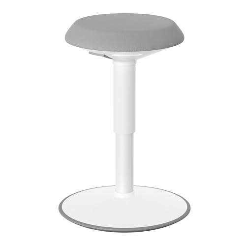 VANCHEMO Ergonomischer Hocker 360° Neigbar Sitzhocker Wackelhocker Bürohocker 43-61 cm Höhenverstellbar Stehsitz Schreibtischhocker mit Schwingeffekt Arbeitshocker (Rund, Hellgrau) von VANCHEMO
