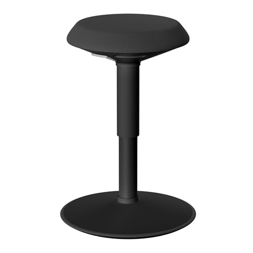 VANCHEMO Ergonomischer Hocker 360° Neigbar Sitzhocker Wackelhocker Bürohocker 43-61 cm Höhenverstellbar Stehsitz Schreibtischhocker mit Schwingeffekt Arbeitshocker (Rund, Schwarz) von VANCHEMO