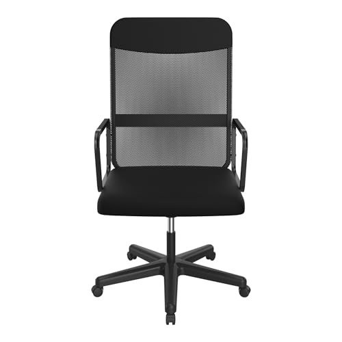 VANCHEMO Ergonomischer Schreibtischstuhl Bürostuhl Computerstuhl mit Netzbespannung und Armlehnen, Office Chair Bürostuhl - Mesh‑Rücken, 360° drehbar mit Rollen - Schwarz von VANCHEMO
