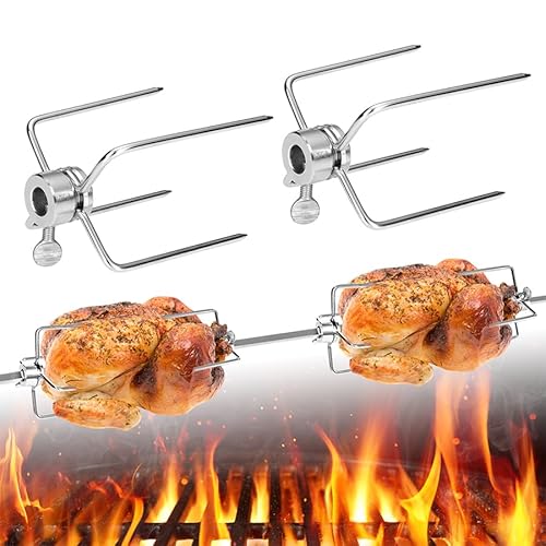 VANCHEMO Fleischklammer, 2 x Fleischnadeln für Grillspieß und Rotisserie, 304 Edelstahl Hitzebeständig und rostfrei Multifunktionaler Hähnchengrill Grillgabel für Drehspieß zur Fixierung von Grillgut VANCHEMO Fleischklammer, 2 x Fleischnadeln für Grillspieß und Rotisserie, 304 Edelstahl Hitzebeständig und rostfrei Multifunktionaler Hähnchengrill Grillgabel für Drehspieß zur Fixierung von Grillgut von VANCHEMO