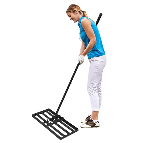 VANCHEMO Rasen Rakel Edelstahl Lawn Rakel mit Verstellbarem Griff Leveling Rake zum Sanden Abziehen Levelingrake Lawnleveling Golf Gartengras Werkzeug Hinterhof Rasenschieber, 25x75cm, Schwarz von VANCHEMO