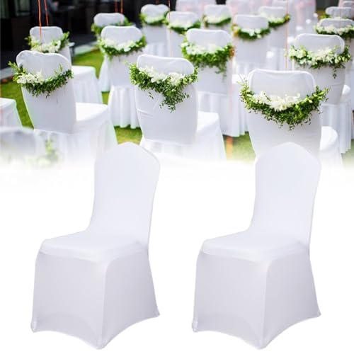 VANCHEMO Stuhlhussen Stretch 100 Stück Universell Stuhl Husse Weiß Stretchhusse Moderne Stuhlbezug für Hochzeit Taufe Geburtstagsfeier Dekoration Feiern Haus von VANCHEMO