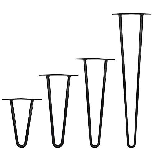 VANCHEMO Tischbeine 4x35cm Metall Haarnadel Tischkufen Moebelfuesse Tischgestell mit 2 Stangen inklusive Bodenschoner für Couchtische, Moderne Schreibtische, Nachtständer oder Stühle von VANCHEMO