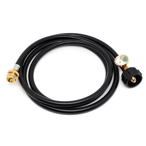 VANCOCO Propan-Tank-Messgerät mit 2,4 m Schlauch – Propan-Tankschlauchverlängerung QCC1/Type1 Adapter für 2,3–18,1 kg Tanks und CGA600-Anschluss von VANCOCO