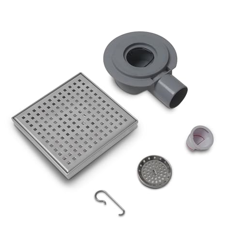 VANCOCO Edelstahl Duschablauf 150×150 mm, Bodenablauf Duschrinne, Quadrat 360° Siphon Randablauf, mit Geruchsverschluss und Ablaufrinne Haarsieb, Gebürstet VANCOCO Edelstahl Duschablauf 150×150 mm, Bodenablauf Duschrinne, Quadrat 360° Siphon Randablauf, mit Geruchsverschluss und Ablaufrinne Haarsieb, Gebürstet von VANCOCO