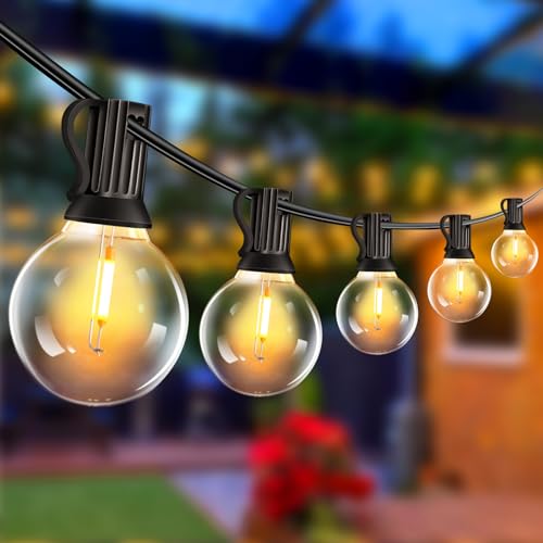 LED Lichterkette Außen, 15M Lichterkette außen strom mit 25+2 Glühbirnen. Warmweiße G40 Glühbirnen IP45 Wasserdicht Innen/Außen Lichterketten für Garten Terrasse Hochzeiten, Partys von VANDABAO