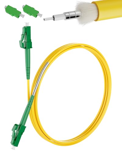 VANDESAIL 10m LWL-Kabel LCAPC auf LCAPC, Singlemode Simplex 9/125µm, Armierung Patchkabel, Lichtwellenleiter LSZH mit 2 Adaptern,für FTTH und Rechenzentrum Gelb von VANDESAIL