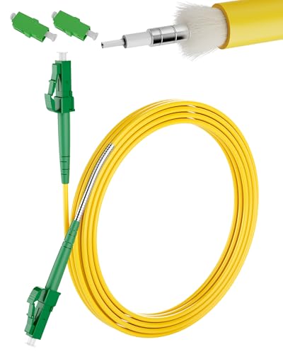 VANDESAIL 15m LWL-Kabel LCAPC auf LCAPC, Singlemode Simplex 9/125µm,Armierung Patchkabel, Lichtwellenleiter LSZH mit 2 Adaptern,für FTTH und Rechenzentrum Gelb von VANDESAIL
