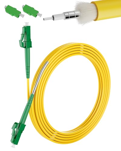 VANDESAIL 20m LWL-Kabel LCAPC auf LCAPC, Singlemode Simplex 9/125µm,Armierung Patchkabel, Lichtwellenleiter LSZH mit 2 Adaptern,für FTTH und Rechenzentrum Gelb von VANDESAIL