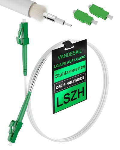 VANDESAIL LWL Glasfaser-Kabel LC/APC auf LC/APC Stecker,OS2 Simplex 9/125μm Patchkabel, Kompatibel mit Deutscher Telekom LSZH Weiß -20M von VANDESAIL