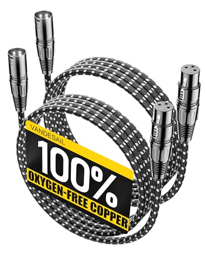 VANDESAIL XLR Kabel 6 Fuß 2er Pack Mikrofonkabel, XLR Männlich zu Weiblich, OFC Ausgewogenes Mikrofonkabel 3 Pin von VANDESAIL