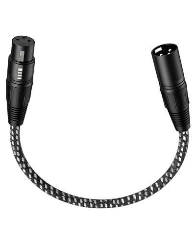 Vandesail XLR-Kabel, Mikrofonkabel, 15.2 cm, XLR-Stecker auf Buchse, symmetrisches Mikrofonkabel, kurzes Mikrofonkabel für Lautsprecher, Audio-Interface oder Mixer für Live-Performance und Aufnahme von VANDESAIL