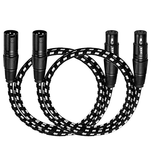 VANDESAIL XLR Kabel, 1M 2 Pack Mikrofonkabel mit Nylonummantelung Aluminum Gehäuse, XLR Stecker auf XLR Buchse Mikrofonkabel für Mikrofon, Verstärker, Mischpult, Lautsprecher usw.(1m) von VANDESAIL