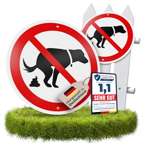 VANEJA Premium 2er-Set, Schild hier kein Hundeklo, Extra Robust 4 mm Ø 24 cm Made in Germany PE-Kern und Aluschicht UV-beständig für innen und außen für Wand- u. Holzmontage von VANEJA