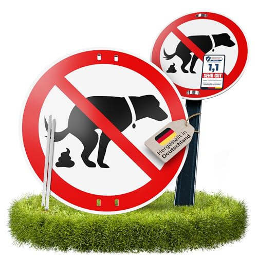 VANEJA Premium 2er-Set, Schild hier kein Hundeklo mit Diebstahlschutz, Extra Robust 4 mm Ø 24 cm Made in Germany PE-Kern und Aluschicht UV-beständig für innen und außen inkl. 2x Edelstahlkabelbinder von VANEJA