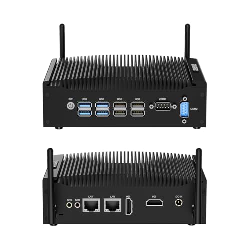 VANISORA Lüfterloser Mini PC, Industrie Mini PC i5 8350U, lüfterlose Industrie PC Win 11 Pro, 4K UHD Dual Display, 2RJ45 LAN, 8USB, 2RS232 COM, WiFi, BT, VESA, Linux (16GB RAM 1TB SSD) von VANISORA