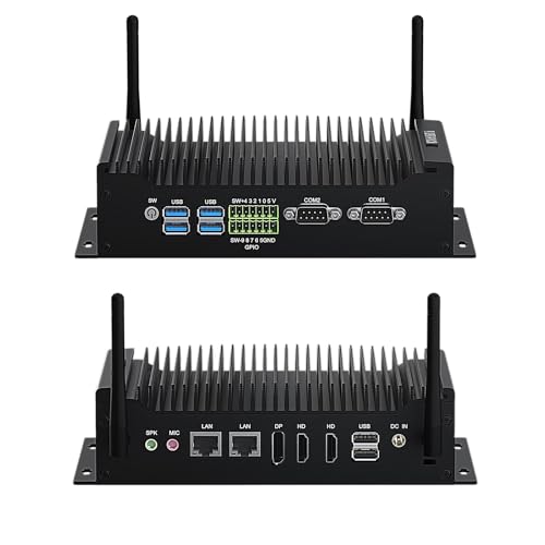 VANISORA lüfterloser Mini PC, Mini Computer Core i7-10810U, Industrial PC i7 2HD+DP Triple Display, 4USB3.0, 2USB2.0, 2*DB 9Pin COM, 2RJ45 LAN, GPIO, WiFi, BT, Win11(64GB RAM 1TB SSD) von VANISORA