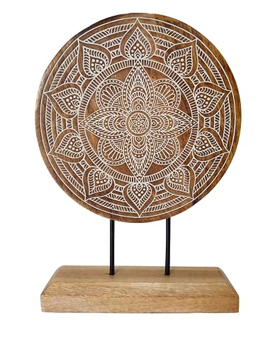 VANIYA CRAFTS Tischstatue aus Holz, geschnitzt, handgefertigt, graviert, Tischstatue für Wohnzimmer, Schlafzimmer, Büro, Schreibtisch, Schränke, Regal (natürliches Weiß) von VANIYA CRAFTS