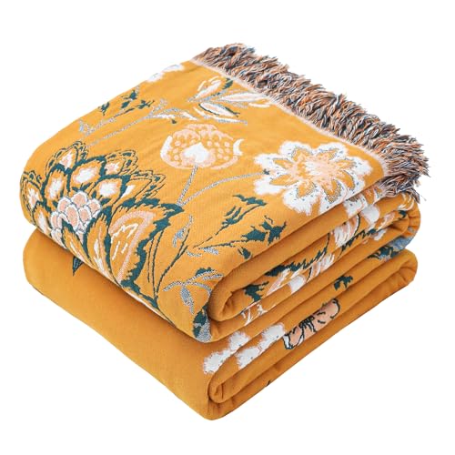 VANJOROY Bohemian Sofaüberwurf, groß, 100 % Bio-Baumwolle, weich, doppelseitig, Boho-Überwurf für 2-, 3-Sitzer, Sessel, Couch und Tagesdecke, 230 x 250 cm, Gelb VANJOROY Bohemian Sofaüberwurf, groß, 100 % Bio-Baumwolle, weich, doppelseitig, Boho-Überwurf für 2-, 3-Sitzer, Sessel, Couch und Tagesdecke, 230 x 250 cm, Gelb von VANJOROY