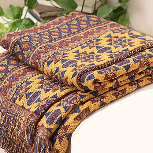 VANJOROY Boho sofadecke tagesdecken, Wohndecke Couchdecke Überwurf mit Fransen,100% handgewebte Doppelseitig Baumwolle für Sofaüberwurf,Sessel,Bett (130 x 180 cm) von VANJOROY