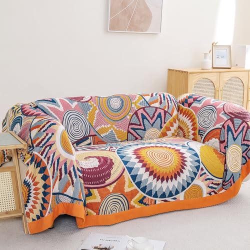 VANJOROY Doppelseitige, luxuriöse Bohemian-Sofa-Bett-Überwurfdecke, 100 % reine Bio-Baumwolle, gewebt, bunt, Überwurf für Sessel, Sofa und Bett. (200 x 230 cm) von VANJOROY