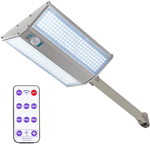 VANLUDA Garten Solarlampen für außen,Solarbetriebene Straßenlampe mit 270° Infrarot Bewegungsmelder 300 LED 6000K Strassenlicht,6 Modi IP65 mit Fernbedienung,für Garten,Terrasse von VANLUDA