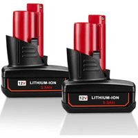 Pdstation - 2Pack der 5.5 Ah 12 v Batterie für Milwaukee M12 Batterie 12 v rot Lithium-Ionen Akku 4932451395 Ersatz von PDSTATION