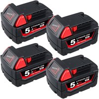 4X M18B5 18V 5,5Ah Ersatzakku für Milwaukee M18 18Volt Akku 48-11-1860 M18B 48-11-1850 48-11-1852 48-11-1820 48-11-1860 48-11-1828 von PDSTATION