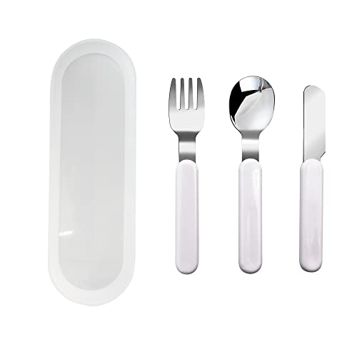 VANRA 3-teilige Kinder Messer Löffel Gabel Set 18/10 Edelstahl Kind Flatware Set Kinder Utensilien Set mit Fall für Lunch Box (Gabellöffel Messer Combo) von VANRA