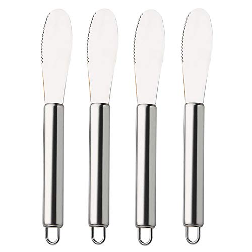 VANRA 4 PCS Buttermesser Set 19,8 cm Edelstahl Butterschneidemesser Silber Frühstücksmesser mit Wellenschliff für Sandwich Marmelade Brot Creme von VANRA