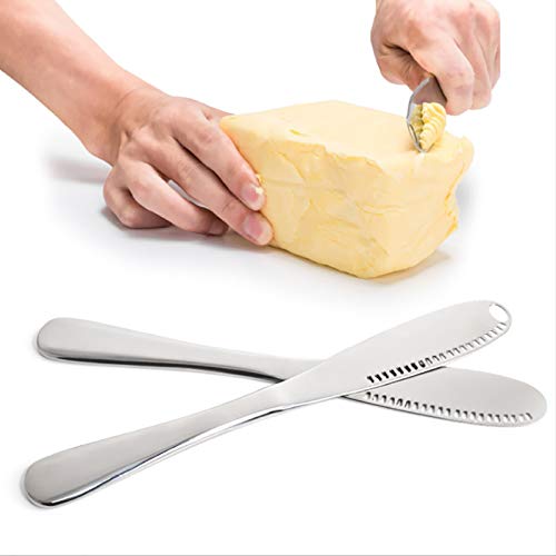 VANRA 4 Stück Butterstreuer Messer Buttercurler Edelstahl Käsemesser Set mit Wellenschliff Schreddern Schlitzen Butterschaufel von VANRA