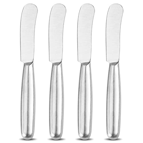 VANRA 4-tlg. Buttermesser-Set Edelstahl-Besteck-Sets Käsemesser-Set Käse-Frühstücksmesser mit glatten Kanten,Silber von VANRA