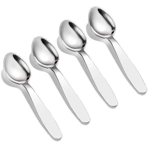 VANRA 4 PCS Kinder Löffel Set 18/8 15cm Edelstahl Kinderbesteck Set Silber Besteck Geschirr Set für Haus Schule (4 Löffel) von VANRA