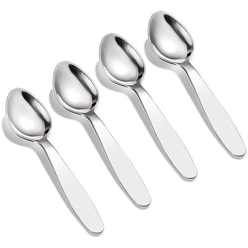 VANRA 4 PCS Kinder Löffel Set 18/8 15cm Edelstahl Suppenlöffel Kinderbesteck Set Silber Besteck Geschirr Sets für Haus Schule (4 Löffel) von VANRA