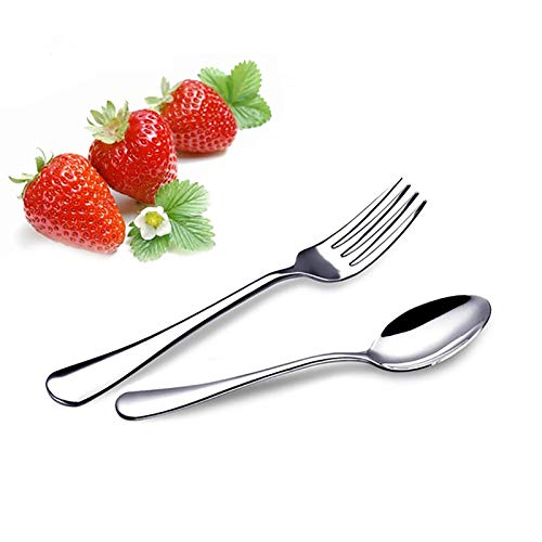 vanra teilig Besteck-Set Besteck Abendessen Utensilien Silber Kinder Besteck Set 18/10 Edelstahl Kind Set Geschirr Set für Kinder Kleinkinder (chrom beendet), Edelstahl, silber, 1 Fork + 1 Spoo von VANRA