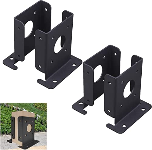 VANROUG 4Pcs Adjustable Heavy Duty Wood Fence Pergola Post Base Brackets kit, 4x4 Black Post Anchor Base Brackets for Deck Railing Mailbox von VANROUG