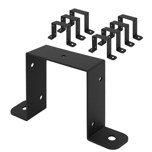 VANROUG 8 Pcs Fence Post Security Brackets, U Shaped Connector Bracket, Concrete Post Clips, Security Anchor for Fence Panels Suitable for 89x89 mm Concrete or Wooden Posts von VANROUG