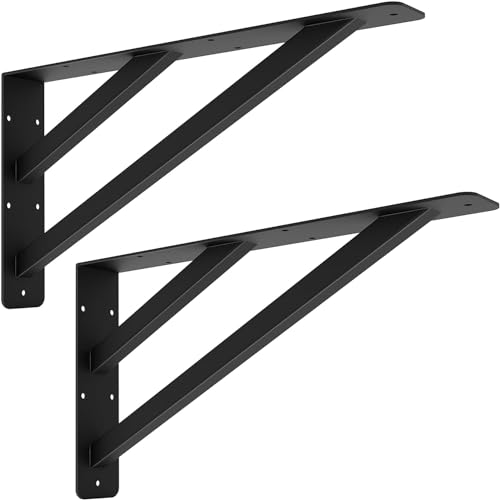 VANROUG Countertop Support Brackets,406 x 228 mm Heavy Duty Shelf Brackets,Wall Mounted Solid Shelf Brackets, L Brackets Floating Shelf Bracket for Scaffold Board Worktop Shelves Desk, Max Load 400lbs von VANROUG