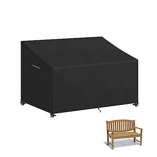 VANSHEIM Abdeckhaube für Gartenbank 2 Sitzer Gartenbank Schutzhülle für Gartenbank 2 Sitzer Bank Abdeckung für Gartensofa Wasserdicht Winddicht UV-Beständig Oxford Gewebe Bank Hüllen 135x70x63/89cm von VANSHEIM