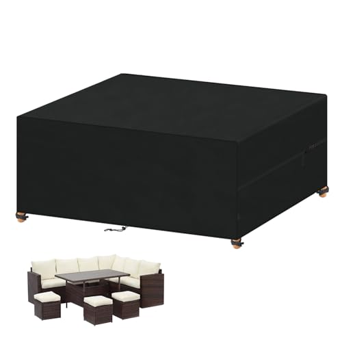 VANSHEIM Gartenmöbel Abdeckung Wasserdicht Schutzhülle Gartenmöbel Abdeckplane Gartenmöbel abdeckhauben hüllen 420D Oxford Gartentisch Abdeckung Für Gartenmöbel, Gartenlounge Abdeckhaube 230x165x80cm von VANSHEIM
