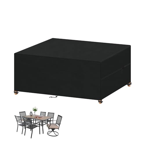 VANSHEIM Gartenmöbel Abdeckung Wasserdicht 150x100x75cm, Winterfest Abdeckplane Gartenmöbel, 420D Oxford Gewebe Abdeckhaube Gartentisch Rechteckig, Schutzhülle Tisch für Gartentisch Sitzgruppe von VANSHEIM