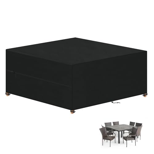 VANSHEIM Abdeckung für Gartenmöbel 250x250x90cm,Wasserdicht Loungemöbel 420D Oxford Gewebe Abdeckhauben für Möbelsets Abdeckung Gartenmöbel Winterfest Schutzhülle Gartenmöbel Abdeckung für Gartentisch von VANSHEIM